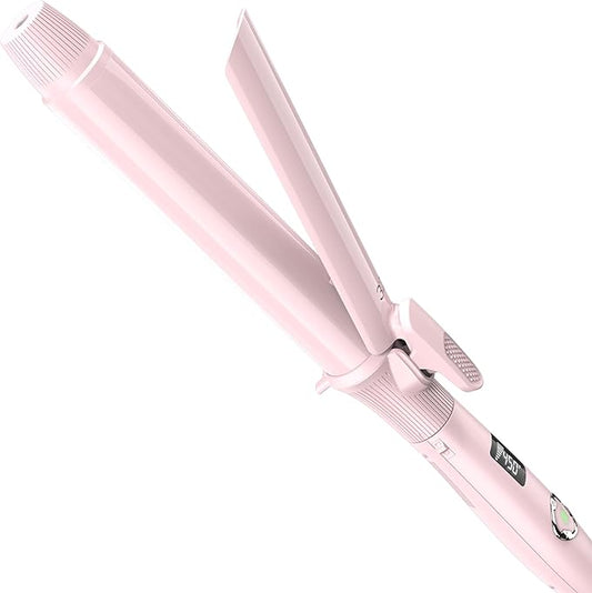 1 1/4 Inch Curling Iron with Clipped Tourmaline Ceramic Barrel Professional Hair Curler up to 450°F Dual Voltage for Traveling 60 Mins Auto Off Suit for Different Hairstyle