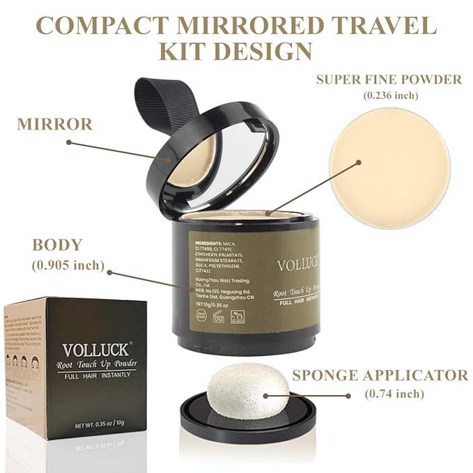 VOLLUCK Root Touch up Powder, Instant Hairline Powder for Thinning Areas and Gray Hair Coverage, Natural and Non-greasy Root Cover up for Women and Men (Light Blonde, 0.35 Ounce)