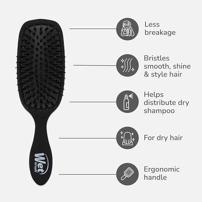 Wet Brush Smooth Styler Hair Brush, Black Frost, Exclusive Ultra-soft IntelliFlex Bristles, Synthetic Boar Bristles, Shiny And Smooth, For All Hair Types, For Women, Men, Wet And Dry