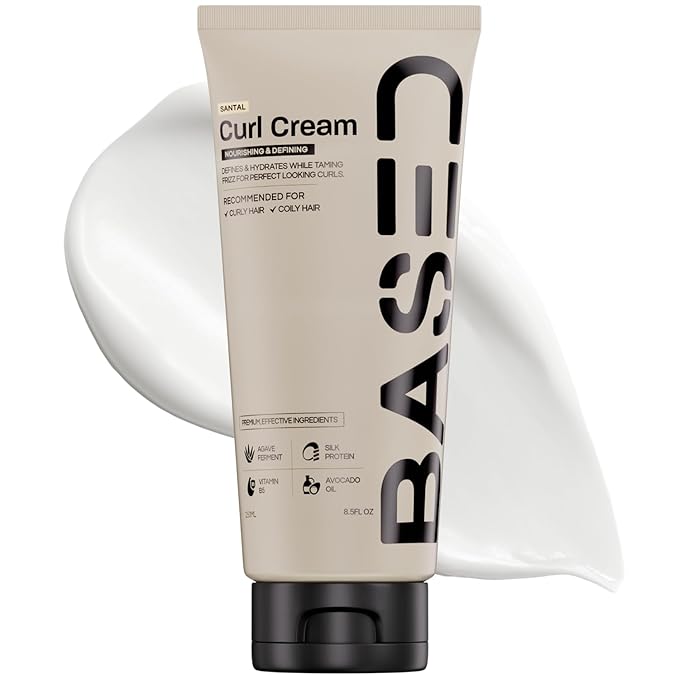 BASED Curl Cream, Defines Curls, Controls Frizz, Medium Hold, Hydrates & Nourishes with Agave, Silk Protein & Castor Oil, No Harmful Chemicals or Artificial Fragrance (6.8 Oz Pack of 1)