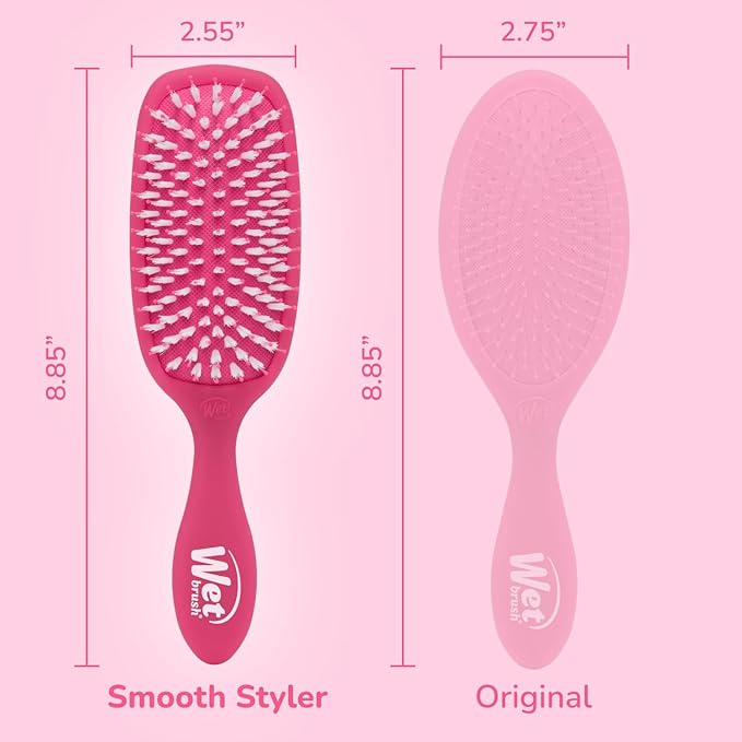 Wet Brush Smooth Styler Hair Brush, Pink Frost, Exclusive Ultra-soft IntelliFlex Bristles, Synthetic Boar Bristles, Shiny And Smooth, For All Hair Types, For Women, Men, Wet And Dry