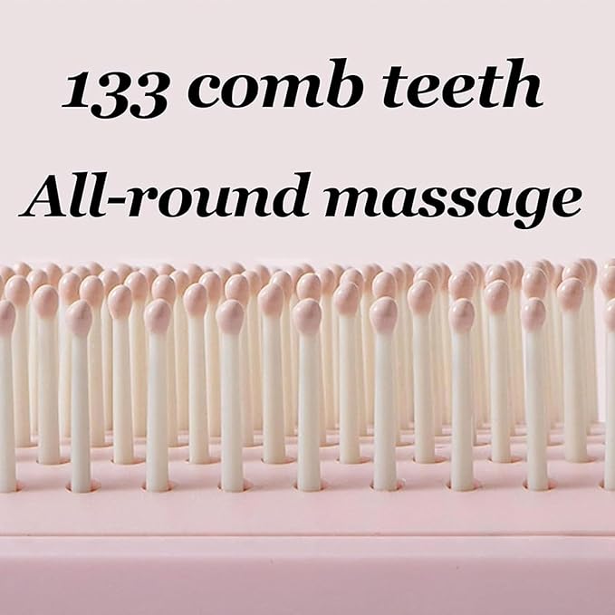 Retractable Cushion Massage Comb, Anti-Static Scalp Massager Tool, Retractable Self Cleaning Hair Brush for Women, Ergonomic Handle Hair Comb for All Types of Hairs and Wigs (Blue+White)