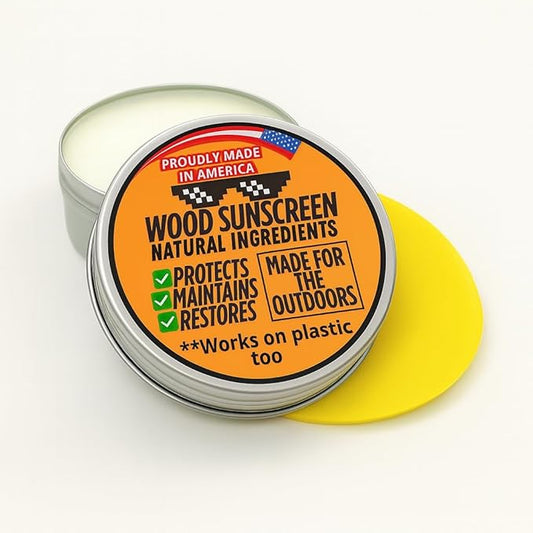 Wood Sunscreen Conditioner & UV Protectant Salve – USA Made Wood Outdoor Protector for Patio Furniture, Tables & Decks. Restores, Nourishes & Shields from Sun & Weather Damage. Long Lasting Protection