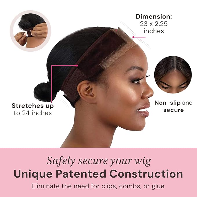 MILANO COLLECTION Lace WiGrip & Lace WigCap Combo, Premium Lace Wig Cap & Wig Band for Women, Adjustable, Reinforced Swiss Lace by HAIRLINE, Secure Velvet Headband, Chocolate Brown
