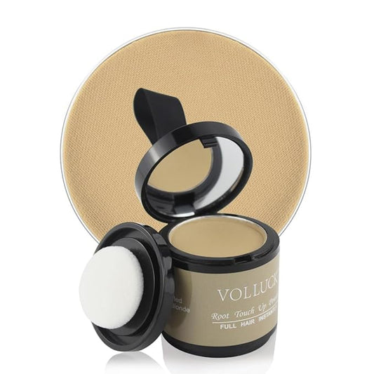 VOLLUCK Root Touch up Powder, Instant Hairline Powder for Thinning Areas and Gray Hair Coverage, Natural and Non-greasy Root Cover up for Women and Men (Medium Blonde, 0.35 Ounce)