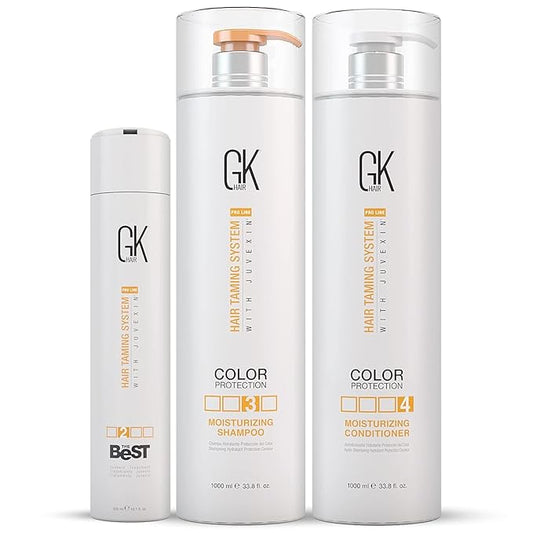 GK HAIR Global Keratin The Best Professional Hair (300ml/10.1 Fl Oz) For Straightening And Moisturizing Shampoo and Conditioner Set (1000ml/33.8 Fl Oz) for Color Treated