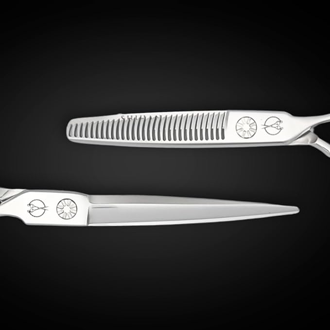 Set of Professional Hair Cutting Scissors in VG-10 Japan Steel - Includes Hair Cutting Scissors, Thinning Shears and Leather Case (7.0 Inch)