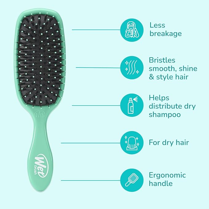 Wet Brush Shine Enhancer, Aqua, Natural Boar Bristles with Ultra-Soft IntelliFlex Technology, Leaves Hair Shiny and Smooth, Detangling Brush for All Hair Types, For Women, Men, Wet & Dry Styling