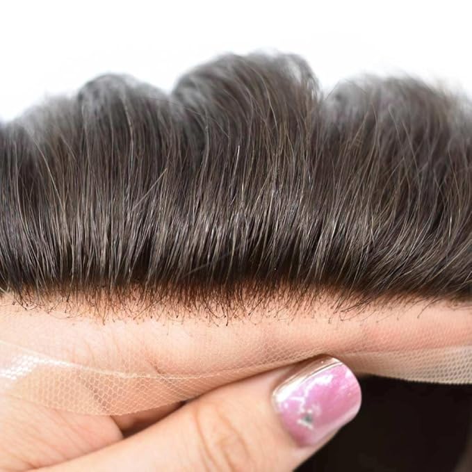 Toupee For Men Real Human Hair System Full Swiss Lace Mens Toupee Lace Hair Piece For Men Hair System Bleached Knots 6x9 Mmedium light density 3# DARK BROWN