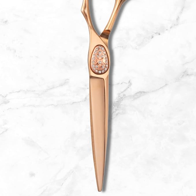 Saki Shears Ikigai Rose Gold Hairdresser Cutting Shears - 6" Inch Hair Scissors - For Students and Professional Use - Super Sharp and Durable - Rose Gold Titanium Finish