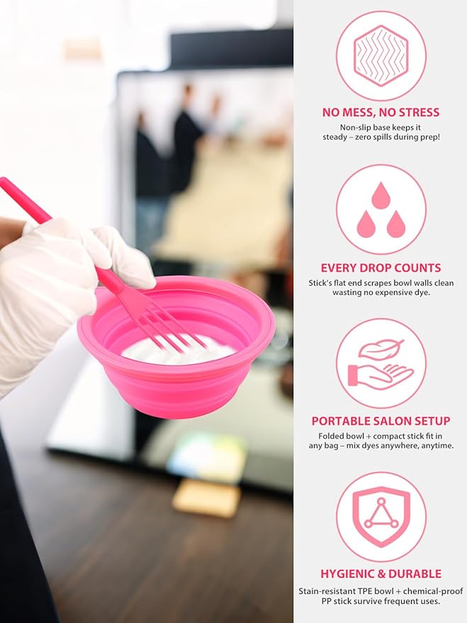 19PCS Hair Bleach Highlighting Kit with Hair Dye Brush and Bowl Set Color Whisk, Highlight Frosting Cap with Hook, Disposable Gloves Capes, Home Use Salon Tools for Hair Bleaching Coloring Dying