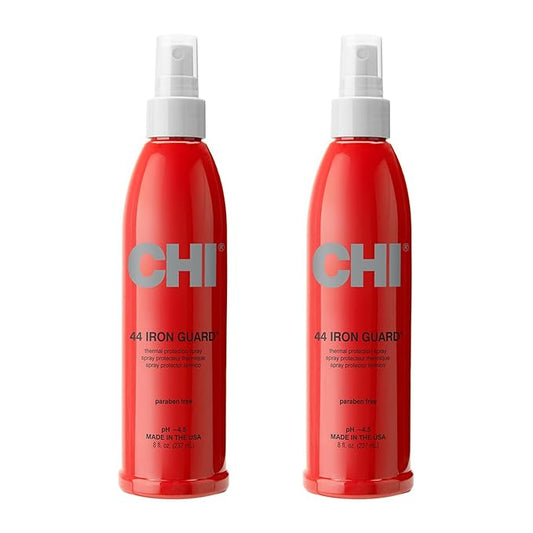 CHI 44 Iron Guard Thermal Protection Spray, Nourishing Formula Helps Resist Heat Damage to Hair & Tame Frizz, Clear, 8 Oz, Pack of 2