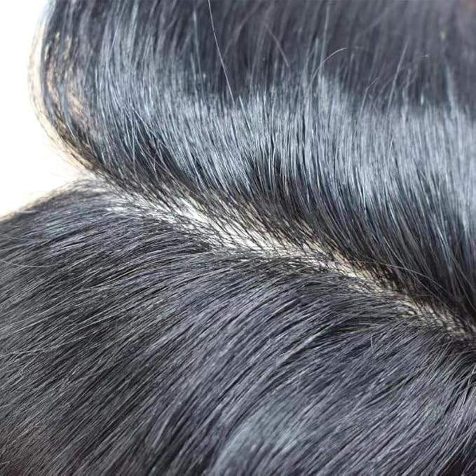 Toupee for Men Real Human Hair Swiss Lace Hairpiece for Men Hair Replacement System Poly Coated Mens Hairpieces Breathable Mens Hair System 7X10-120% Density 1B# OFF BLACK