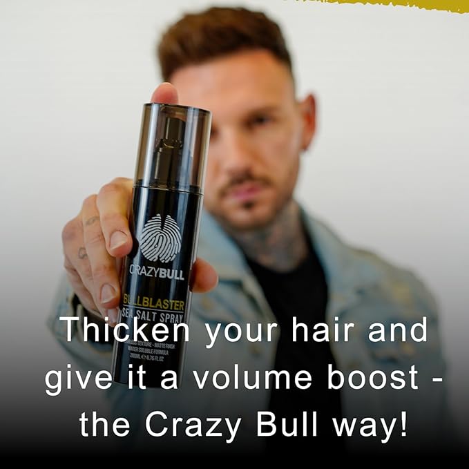Crazy Bull Hair Bull Blaster Sea Salt Spray - Volumizing Hair Spray for Men - Lightweight and Firm Hold Spray - Vegan and Cruelty-Free - 6.76 oz