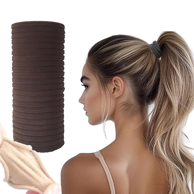 20pcs Thick Seamless Hair Ties for Curly Heavy and Long Hair - Hair Elastics for Women Men Girls Big Pony tails Holders Updos & Braids For All Hair Types No Damage No Tangle & No Breakage