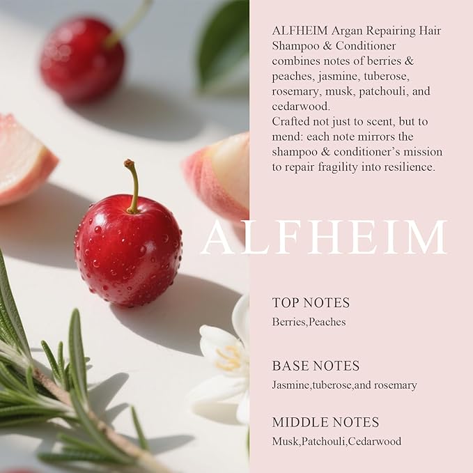 Alfheim Argan Repairing Shampoo & Conditioner Set | Sulfate-Free&Paraben-Free | Argan Oil, Keratin & Niacinamide for Dry, Damaged, Color-Treated Hair | Hydrating, Strengthening & Anti-Frizz|10.7oz*2