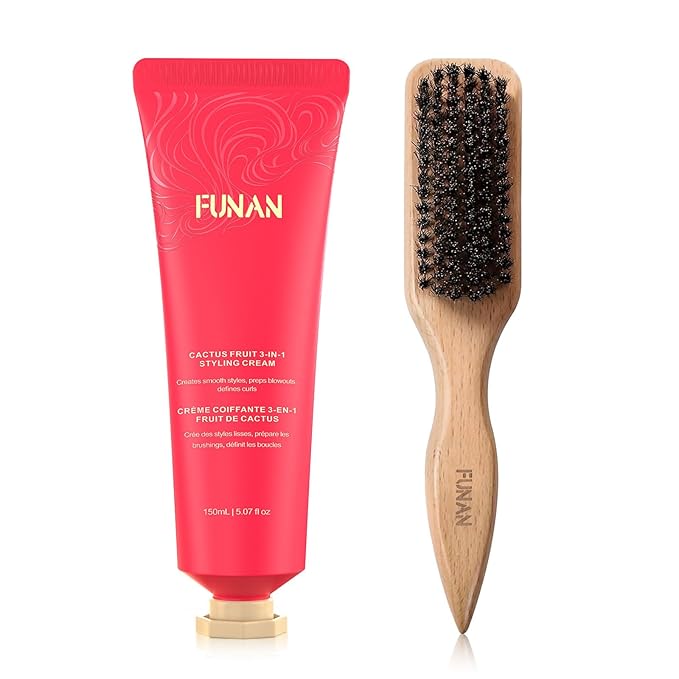 Styling Cream & brush, Cactus Fruit 3-In-1, Smooth Styles, Prep Shiny Blowouts, Defines Curls, No Chemical Flavors Fly Away Hair Tamer.