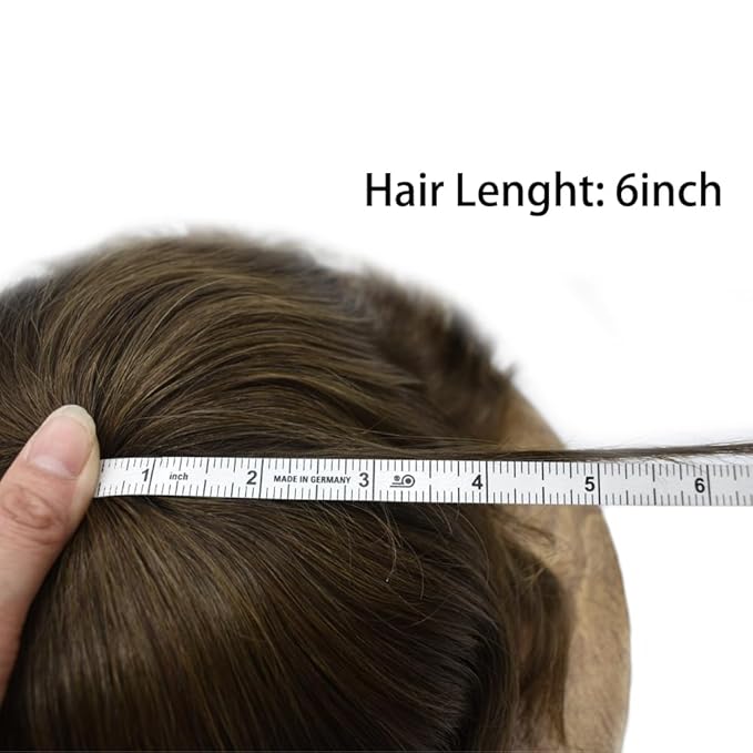 Toupee For Men Real Human Hair System Full Swiss Lace Mens Toupee Lace Hair Piece For Men Hair System Bleached Knots 6x9 Mmedium light density 4# MEDIUM BROWN