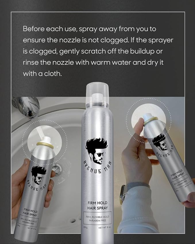 Avenue Man Texture Spray for Hair Men - Barber-Grade Hairspray for Men - Firm Hold, Frizz Control & UV Protection - Long-Lasting Hold Without Stiffness - Mens Hair Spray Extra Hold - (9.0 oz)