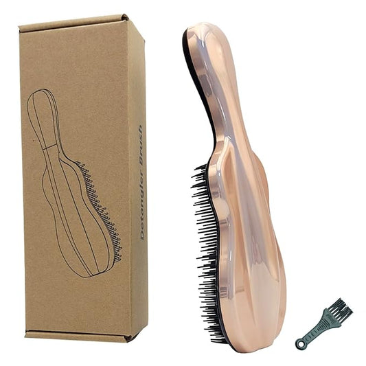 WYNK Hair Brush Detangler for Adults & Kids，Detangling Comb Hair Styling Tools & Appliances for Natural/Wavy/Curly/Coily/Wet/Dry/Oil/Thick/Straight/Long Hair (Champagne Gold Electroplate)