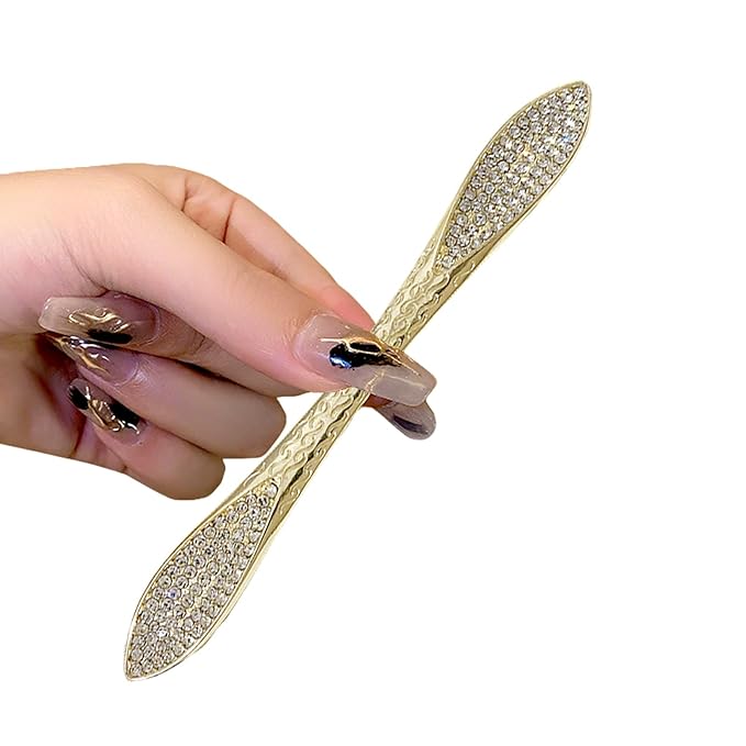 2 Pcs French Hair Pins for Women,Hair Sticks for Buns,Buns and Updos with No Hair Damage,Gold Metal Rhinestone French Pin Great Hold,Suitable for fine & thick hairUS316 (Gold)