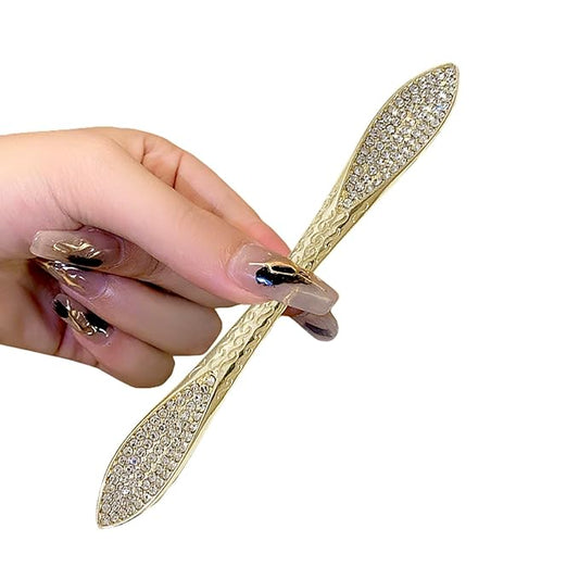 2 Pcs French Hair Pins for Women,Hair Sticks for Buns,Buns and Updos with No Hair Damage,Gold Metal Rhinestone French Pin Great Hold,Suitable for fine & thick hairUS316 (Gold)