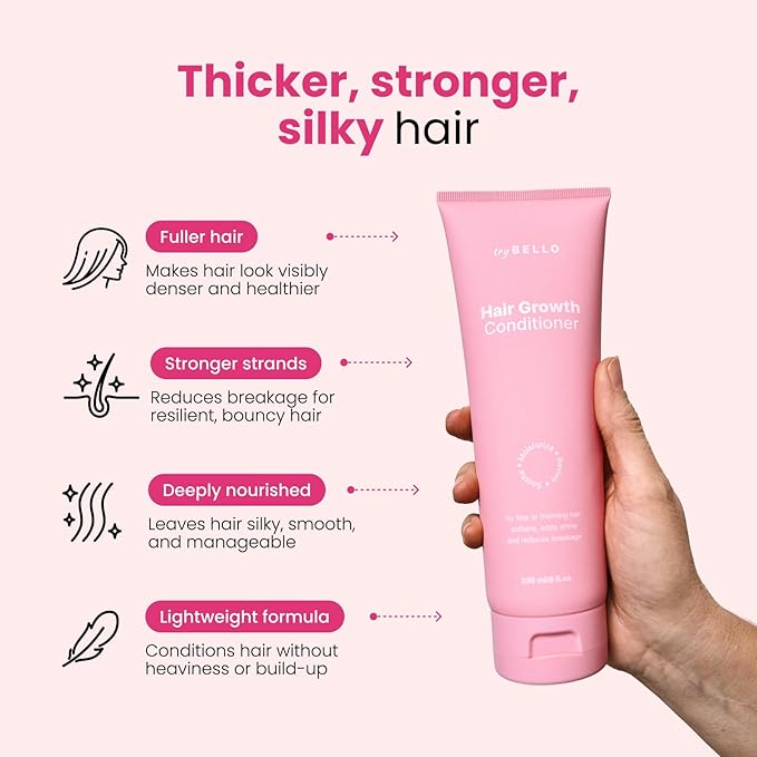 Trybello Hair Growth Conditioner | Deep Moisture & Repair for Dry, Damaged and Color Treated Hair | Aloe Vera, Turmeric & Urucum Extract | Vegan, Sulfate Free, Non-Toxic Hydrating Conditioner