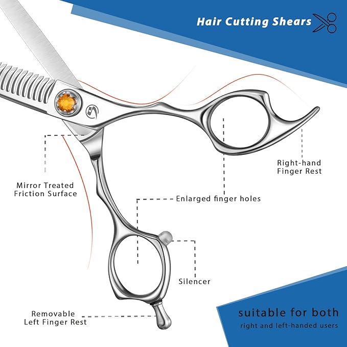 Thinning Shears for Hair Cutting 6",Left and Right Hand Professional Hair Thinning Scissors with Barber Texturizing 26 Teeth Shears,Barber Scissors for Salon/Home Use