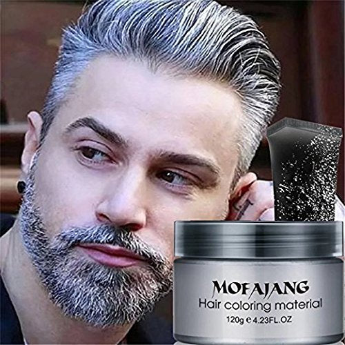 Temporary Silver Gray Hair Spray Color, Luxury Coloring Mud Grey Hair Dye Wax,Washable Treatment Hair Color Wax with All Day Hold works on white hair/non-pigmented hair for Party, Cosplay (1, Gray)