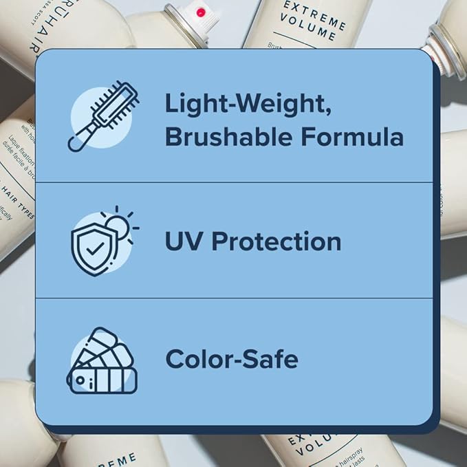 Truhair Extreme Volume Brushable Hairspray with Panthenol | Fights Frizz & Humidity | Extra Hold Hair Spray for Women | Buildable, Non Sticky, Unscented for All Hair Types | Travel Size (10 Oz)
