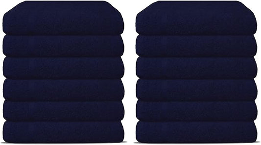 12 Pack Luxury Salon Towels, 100% Ringspun Cotton Comfort, Not Bleach Proof Highly Absorbent Barber Towels (25 x 15) Hair Towel Wrap for Women, Hand, Gym, Beauty, Spa & Home Hair Care – Navy Blue