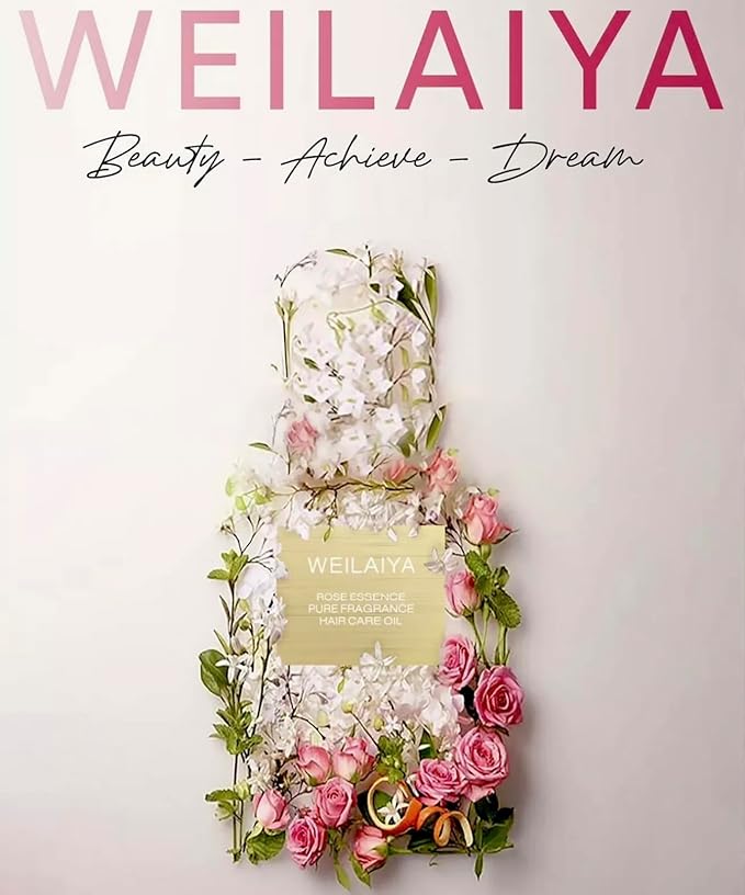 Weilaiya Damask Rose Essence Pure Fragrance Hair Care Oil – 1.41 fl oz – Nourishing Oil for Dry, Damaged, Frizzy Hair – Natural Moisturizing & Smoothing Treatment for All Hair Types