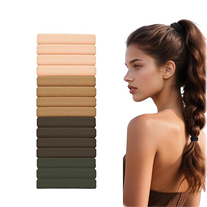 15pcs Hair Ties No Damage Strong Stretchable Hair Bands for Curly Heavy and Long Hair All-Day Hold Ponytail Holders SnagFree Rubber Bands Hair Accessories Ideal Gifts for Women Teens Girs