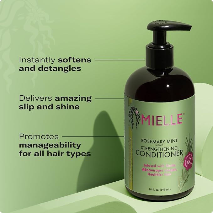 Mielle Organics Rosemary Mint Strengthening Hair Conditioner for Women & Men - Biotin Infused Detangling & Hydrating Conditioner to Increase Manageability & Support Longer, Healthier Strands, 20 oz