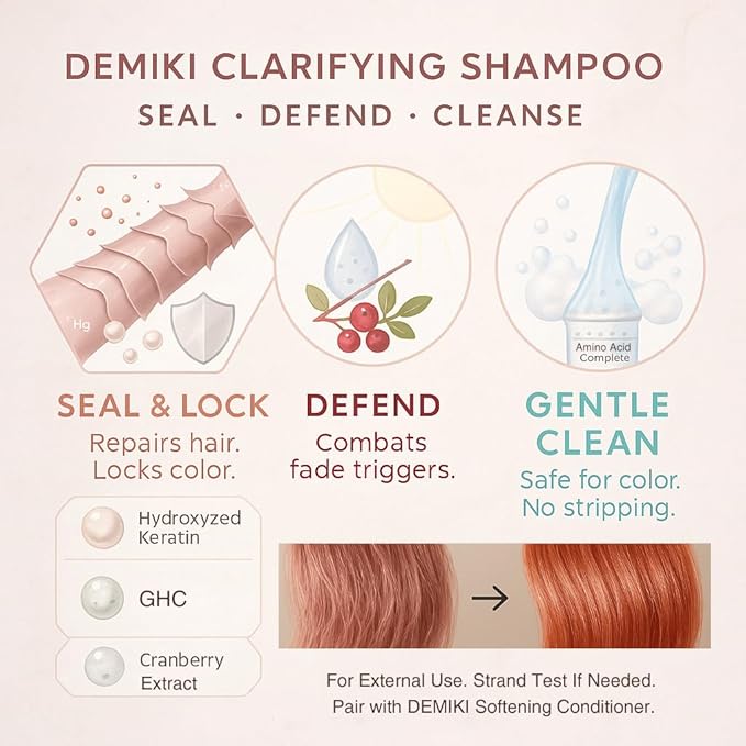 DEMIKI Shampoo for Women,Japanese Shampoo for Oily Hair, Keratin Care,Organic Rose Scent, Pink, Moisturizing, Volumizing Hair Care, Anti Dandruff, Sulfate Free & Paraben Free, 450ml,16oz*2