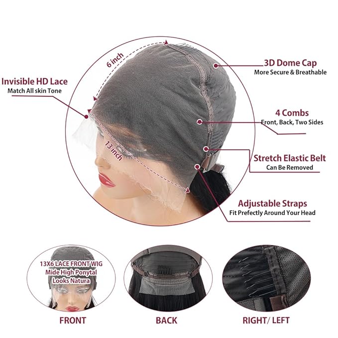 250 Density 13x6 SKINLIKE Real HD Lace Front Wigs Human hair 0.10mm Ultra-thin Invisible HD Lace Front Wigs Straight Lace Front Wigs Pre Plucked for Women 24 Inch