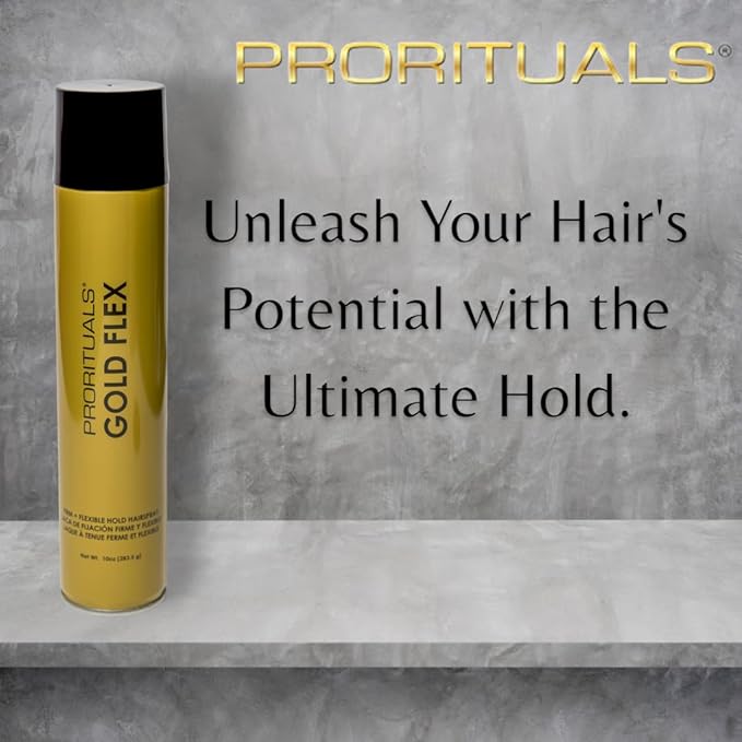 Prorituals Hair Spray, Hair Styling for Men and Woman, Gold Flex Firm & Flexible Hold Hairspray - Sulfate-Free Finishing Spray, Adds Shine, 10 oz