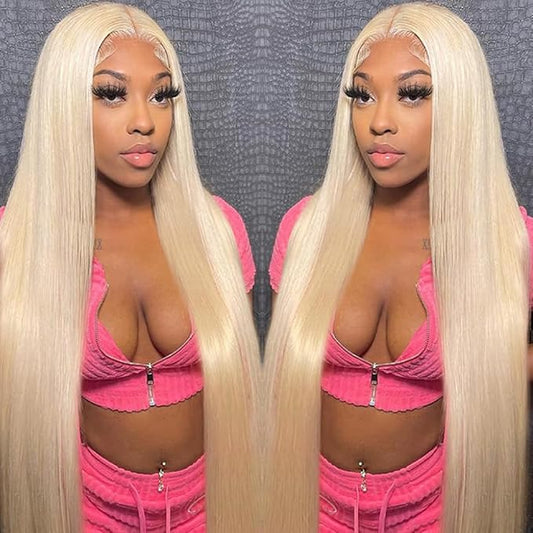 613 13x6 Lace Front Wig Human Hair 200% Density 30 Inch 613 HD Lace Frontal Wig with Baby Hair Straight Blonde Lace Front Wigs Pre Plucked