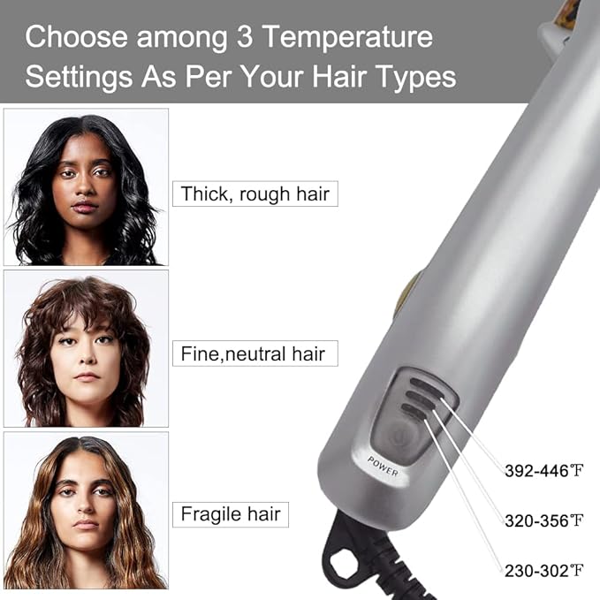 2-in-1 Electric Hair Straightener and Curling Iron with Ceramic Plates, Portable Anti-Scald Design for Wigs, Beards, and Travel