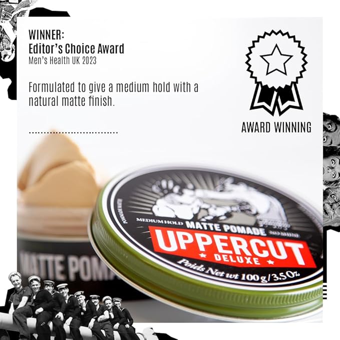 Uppercut Deluxe Matte Pomade for Men – Medium Hold, No Shine, Water-Based Hair Styling Cream, Easy Wash Out, Natural Matte Finish, 3.5 oz / 100 g (2-PACK)