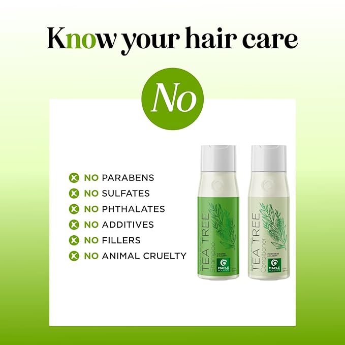 Tea Tree Shampoo and Conditioner Set - Sulfate Free Clarifying Shampoo and Conditioner for Oily Hair & Scalp Care with Cleansing Tea Tree Oil - Complete Oily and Dry Scalp Treatment for Build Up