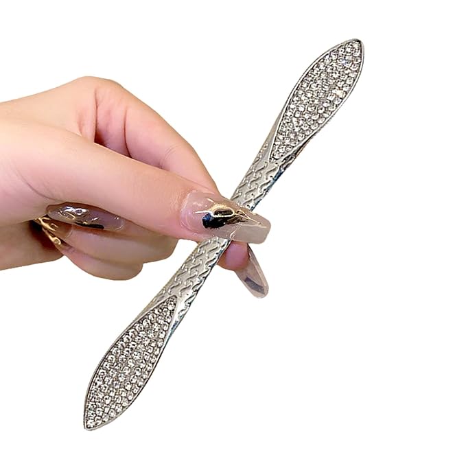 2 Pcs French Hair Pins for Women,Hair Sticks for Buns,Buns and Updos with No Hair Damage,Silver Metal Rhinestone French Pin Great Hold,Suitable for fine & thick hairUS317 (Silver)