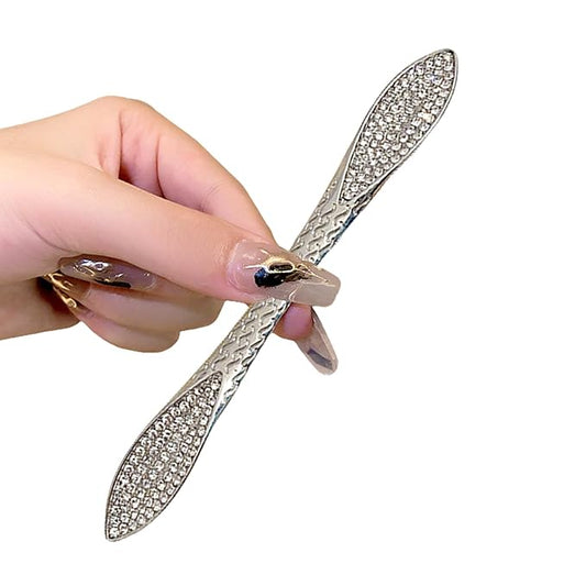 2 Pcs French Hair Pins for Women,Hair Sticks for Buns,Buns and Updos with No Hair Damage,Silver Metal Rhinestone French Pin Great Hold,Suitable for fine & thick hairUS317 (Silver)