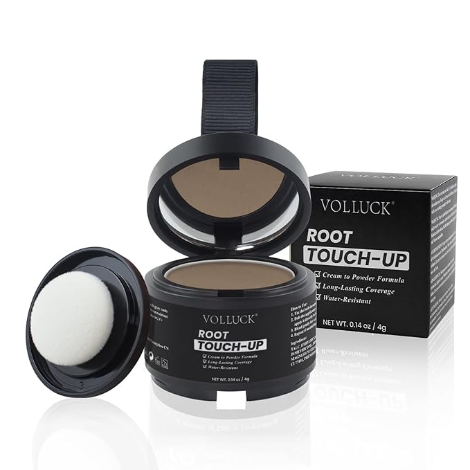 VOLLUCK Hairline Powder Instantly, Root Touch up Powder Hair Color Upgraded, Grey Root Cover up Conceals Hair Loss, Hairline Shadow for Women & Men for Thinning Hair Natural, Sweatproof (Light Brown)