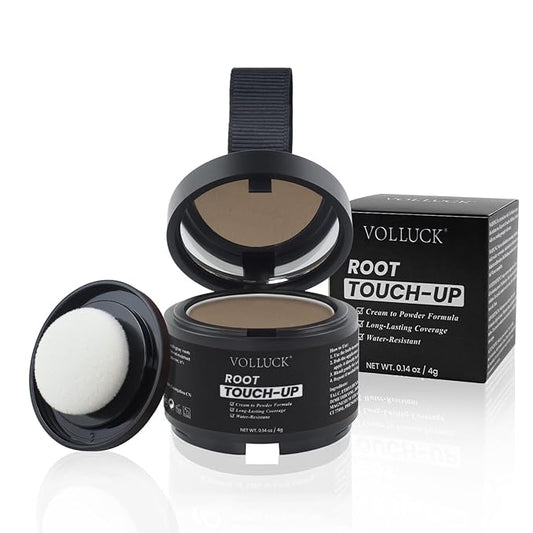 VOLLUCK Hairline Powder Instantly, Root Touch up Powder Hair Color Upgraded, Grey Root Cover up Conceals Hair Loss, Hairline Shadow for Women & Men for Thinning Hair Natural, Sweatproof (Light Brown)
