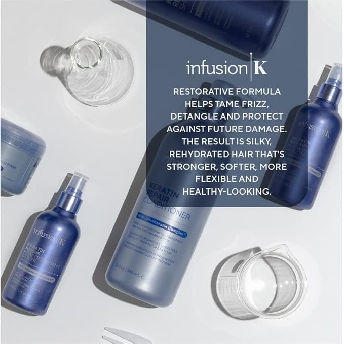 Infusion K Heat Protectant Styler with UltraKeratin Complex - Prevent Heat Damage & Breakage | Control Frizz & Enhance Shine | Color Safe, Paraben Cruelty Sulfate Free | USA Made (8 oz)