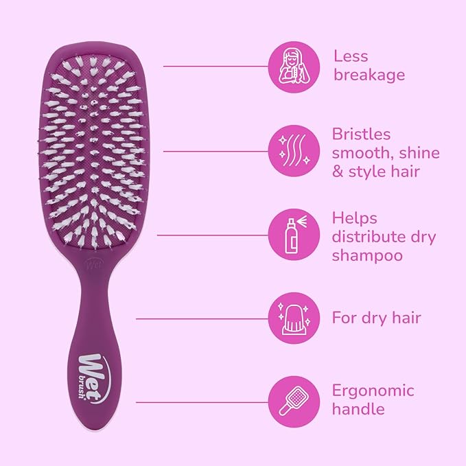 Wet Brush Smooth Styler Hair Brush, Purple Frost, Exclusive Ultra-soft IntelliFlex Bristles, Synthetic Boar Bristles, Shiny And Smooth, For All Hair Types, For Women, Men, Wet And Dry