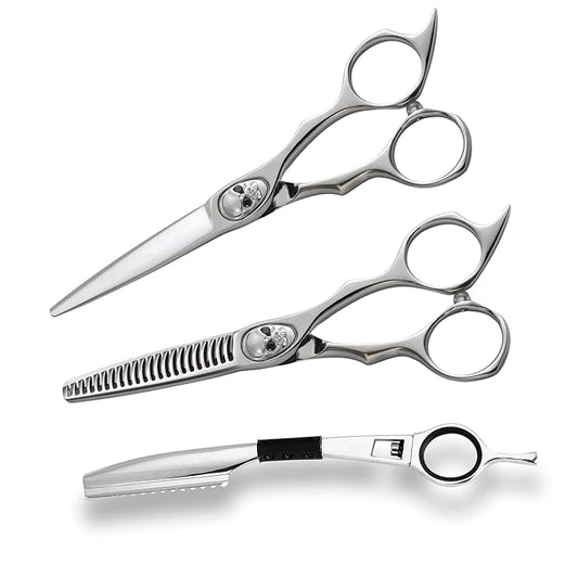 Saki Shears Tachi Set of Hair Shears for Professionals - Cutting and Thinning Shears - Skull Screw - 6.0 Inch - Japanese 440C Steel