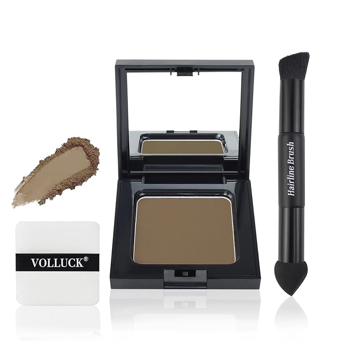 VOLLUCK Root Touch up Powder, Long-lasting Gray Hair Cover up Powder for All Hair Types, Waterproof for Women and Men (Brown, 0.42 0unce)