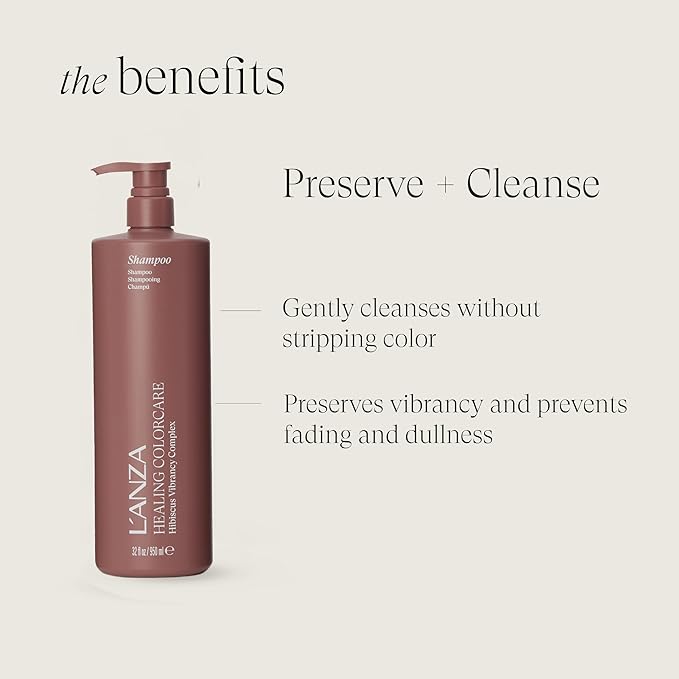 L'ANZA Healing Colorcare Shampoo, Color-Safe Repairing Cleanse for Dry, Damaged or Treated Hair, Anti-Fade Formula Smooths, Moisturizes, Adds Vibrance & Shine, Sulfate Free (33.8 Fl Oz)